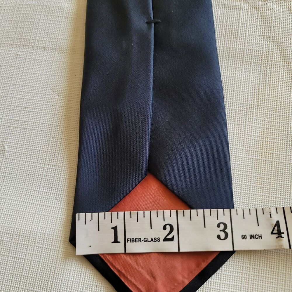 Yves Saint Laurent Vintage Blue Solid Neck Tie With YSL Red Embroidered Logo - Picture 5 of 8